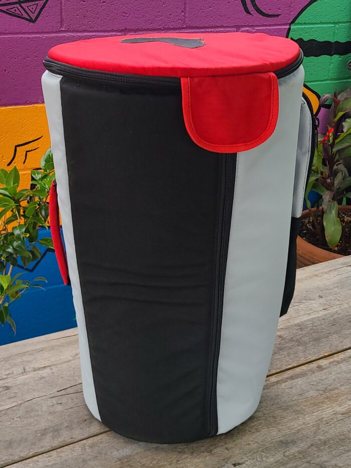 Grey Black Red Bag 16x12x25